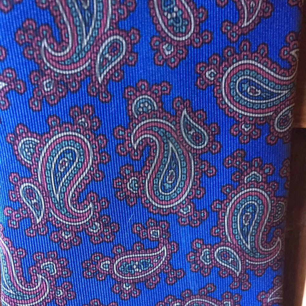 Silk Geoffrey Bean Paisley Tie. Blue